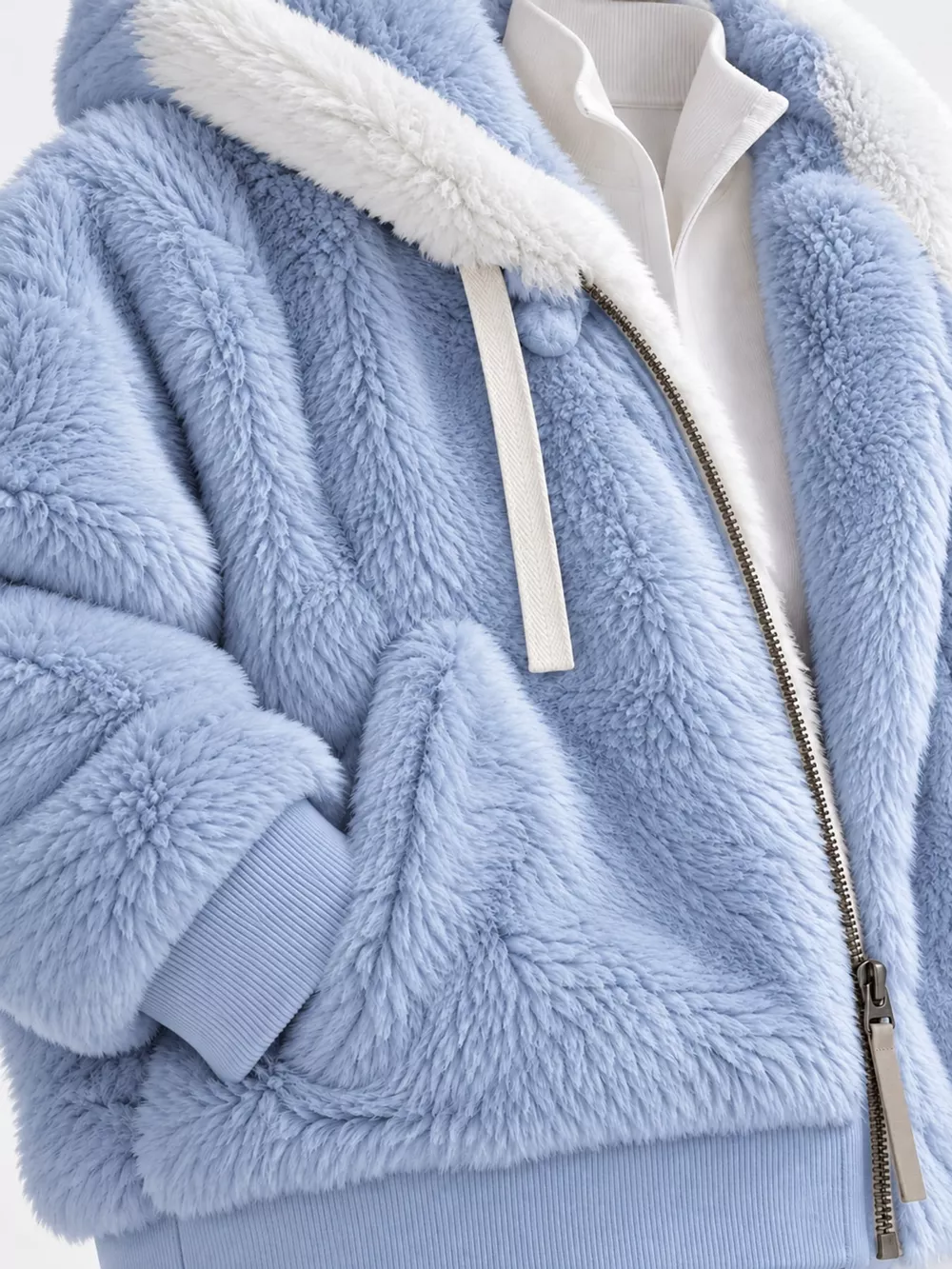 Full Size Faux Fur Zip Up Hooded Outerwear Plus Size, image 19