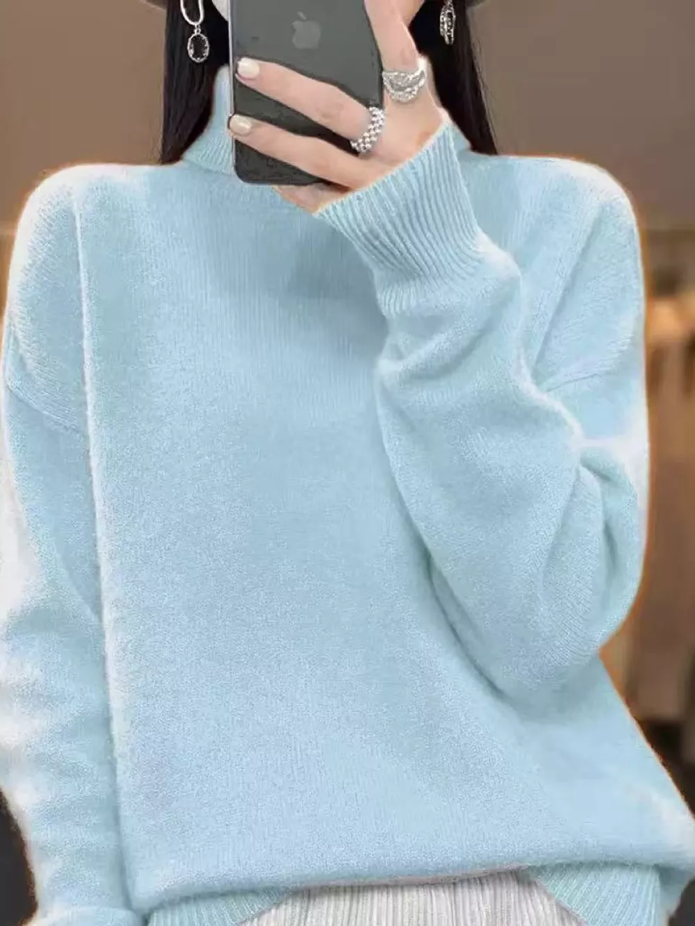 Turtleneck Dropped Shoulder Sweater, image 55