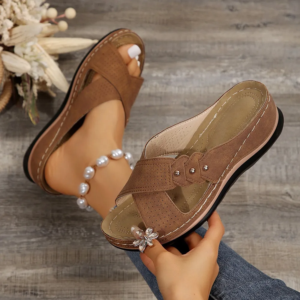 Crisscross Open Toe Wedge Sandals, image 18