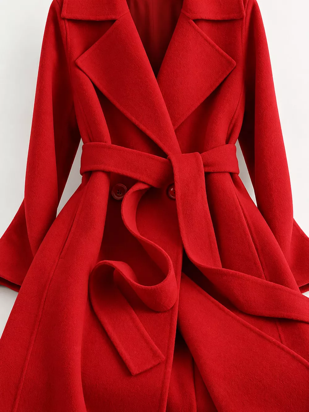 Longline Wool Coat with Waist-Defining Belt, image 19