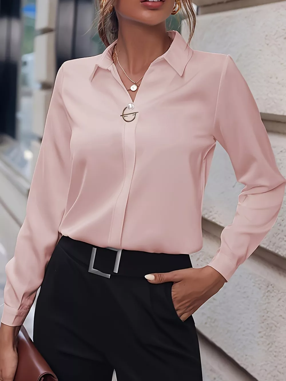 Long Sleeve Satin Blouse, image 34