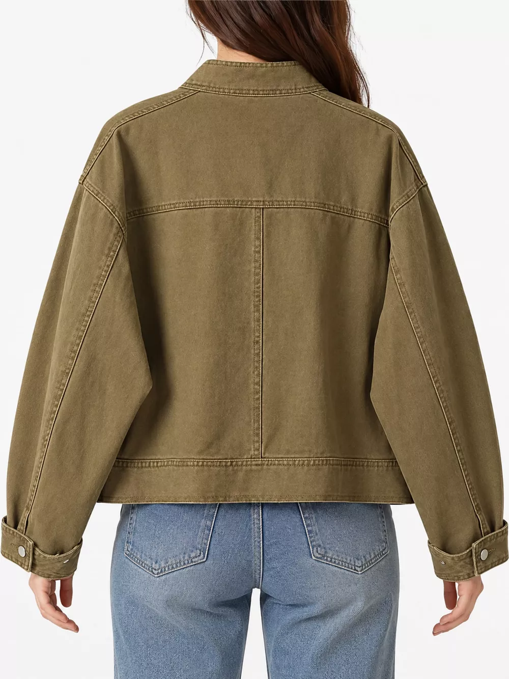 Button Up Dropped Shoulder Denim Jacket, image 3