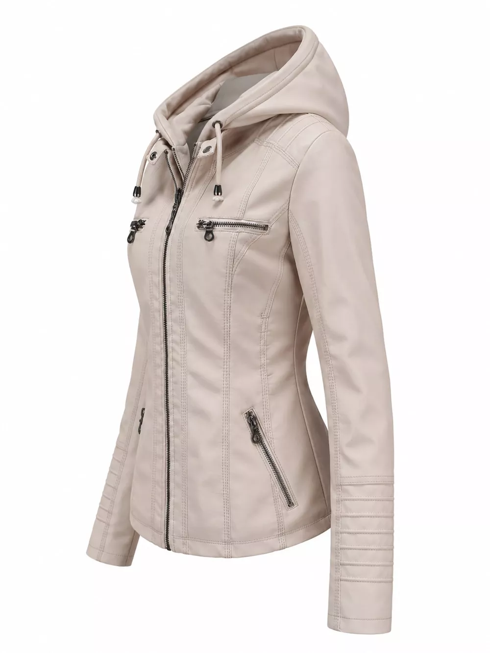 Full Size Detachable Hooded Faux Leather Moto Jacket Plus Size, image 28