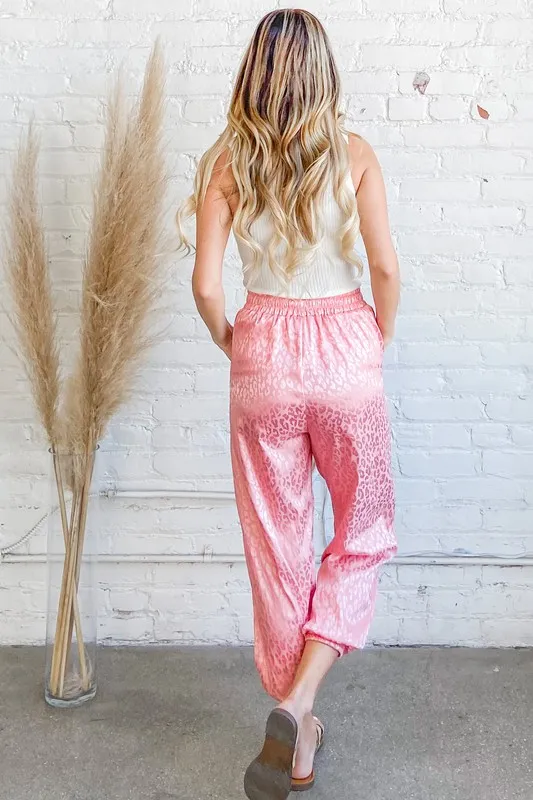 Satin Leopard Print Joggers, image 3