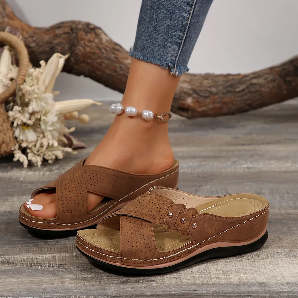 Crisscross Open Toe Wedge Sandals, image 17
