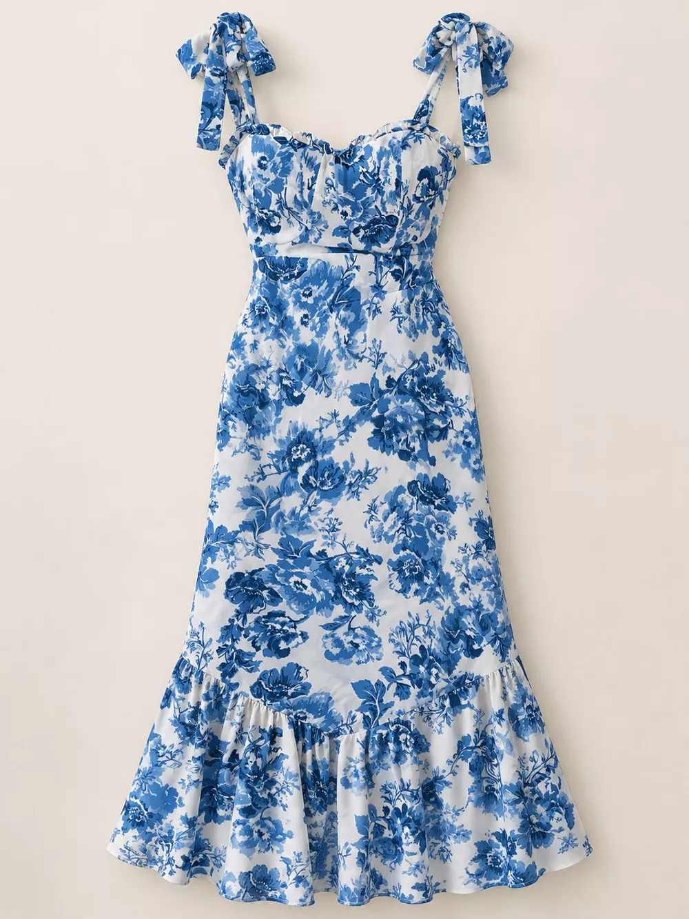 Floral Print Tie-Strap Midi Dress, image 4