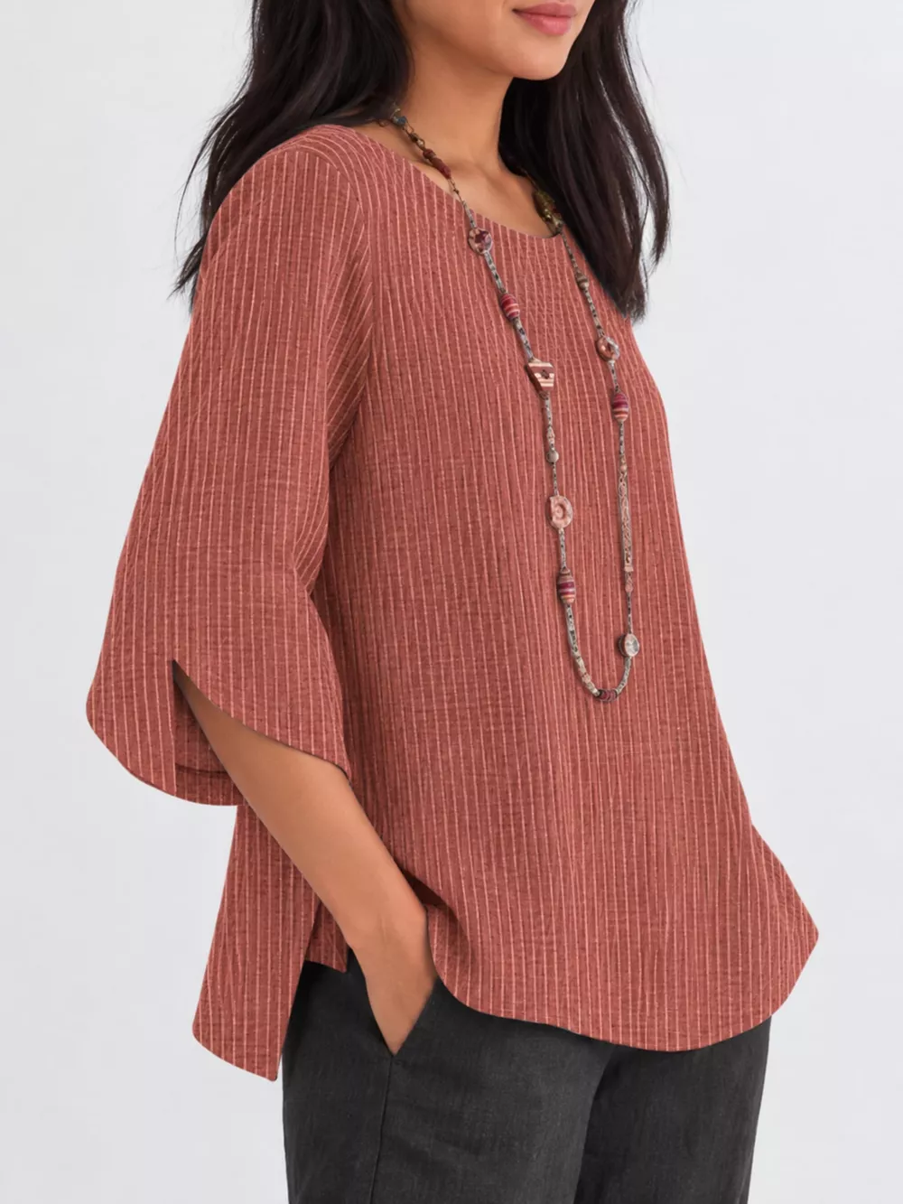 Full Size Casual Striped Loose-Fit Blouse Plus Size, image 11