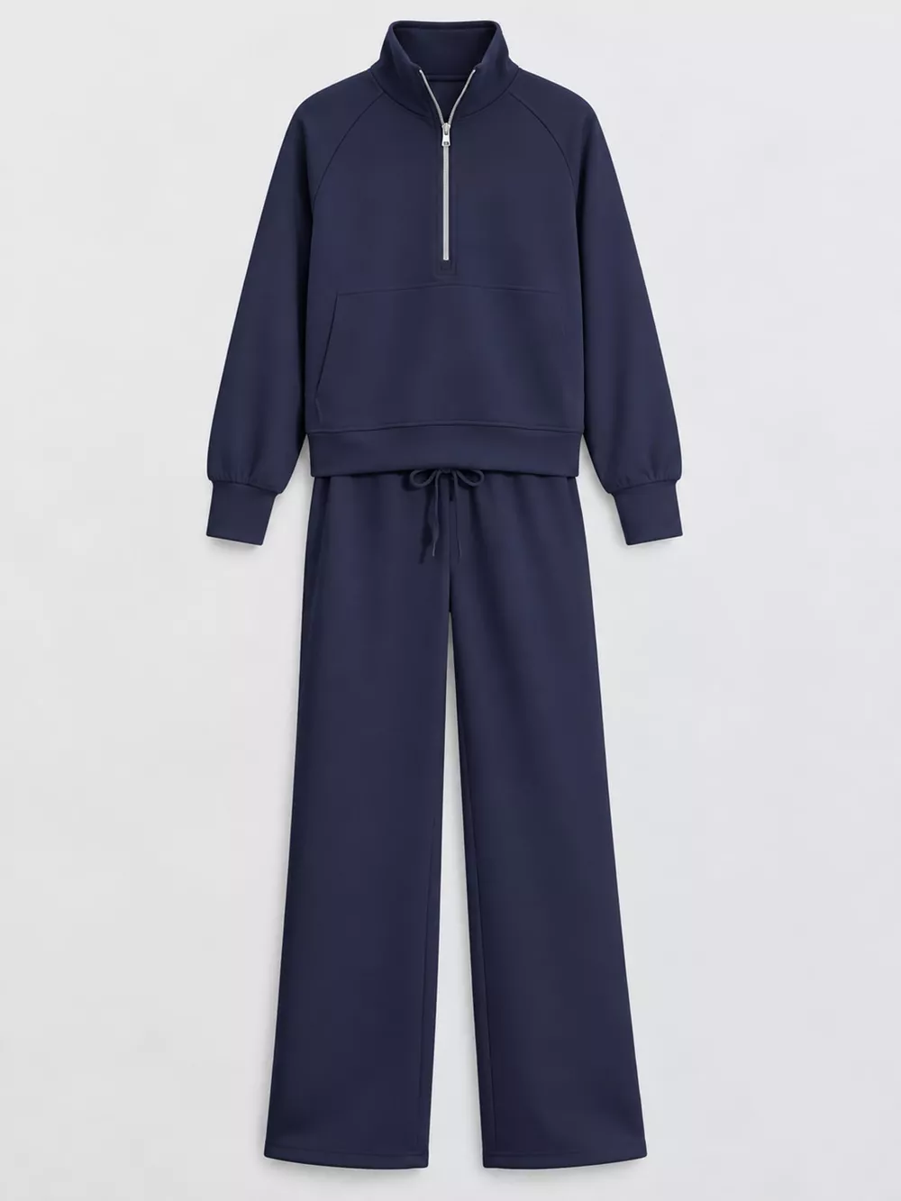 Half-Zip Sweatshirt and Wide-Leg Pants Set, image 47