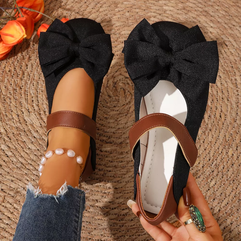 Bow Decor Round Toe Slip-Ons, image 3