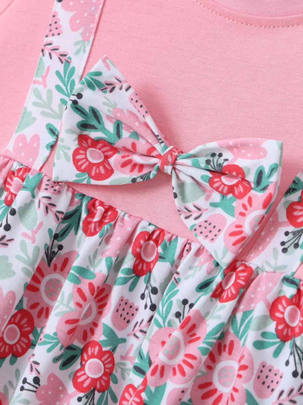 Children's Floral Print Bow Detail Dress, image 3