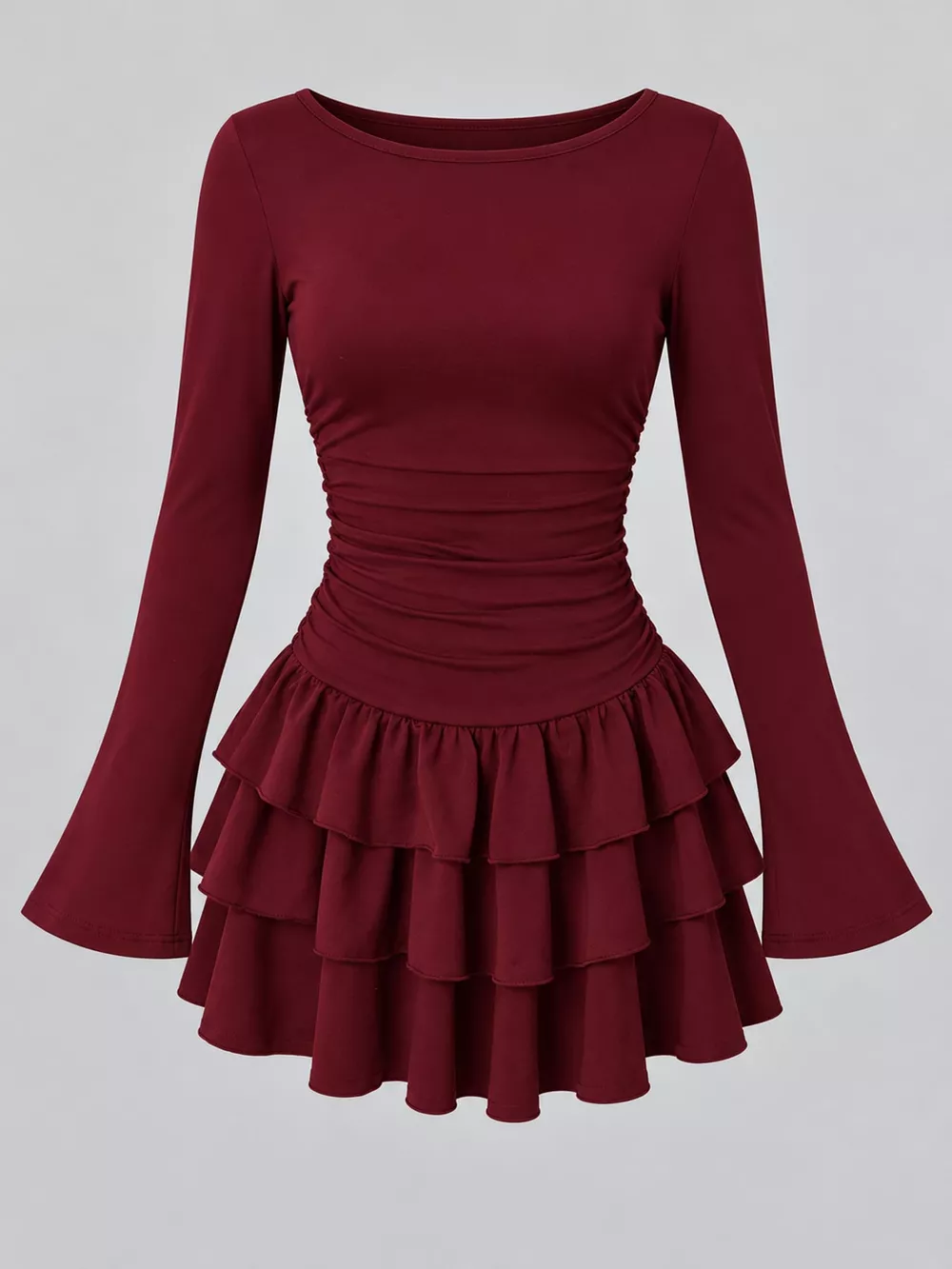 Layered Ruffle Long Sleeve Mini Dress, image 24