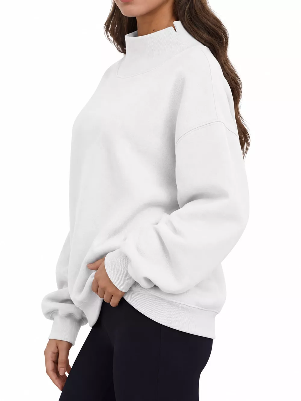 Oversized Mock Neck Long Sleeve Sweatshirt, image 37