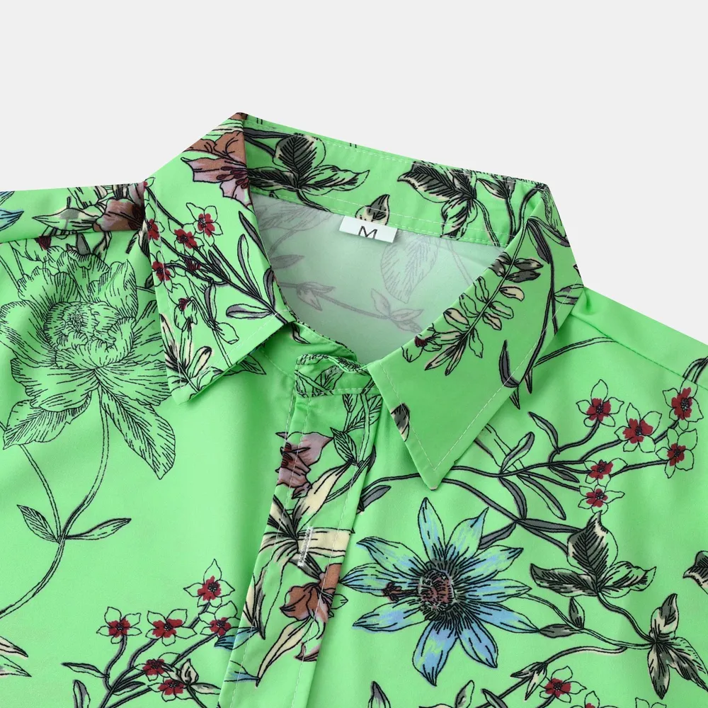 Men's Plus Size Floral Print Short Sleeve Button Down Casual Shirt, image 10