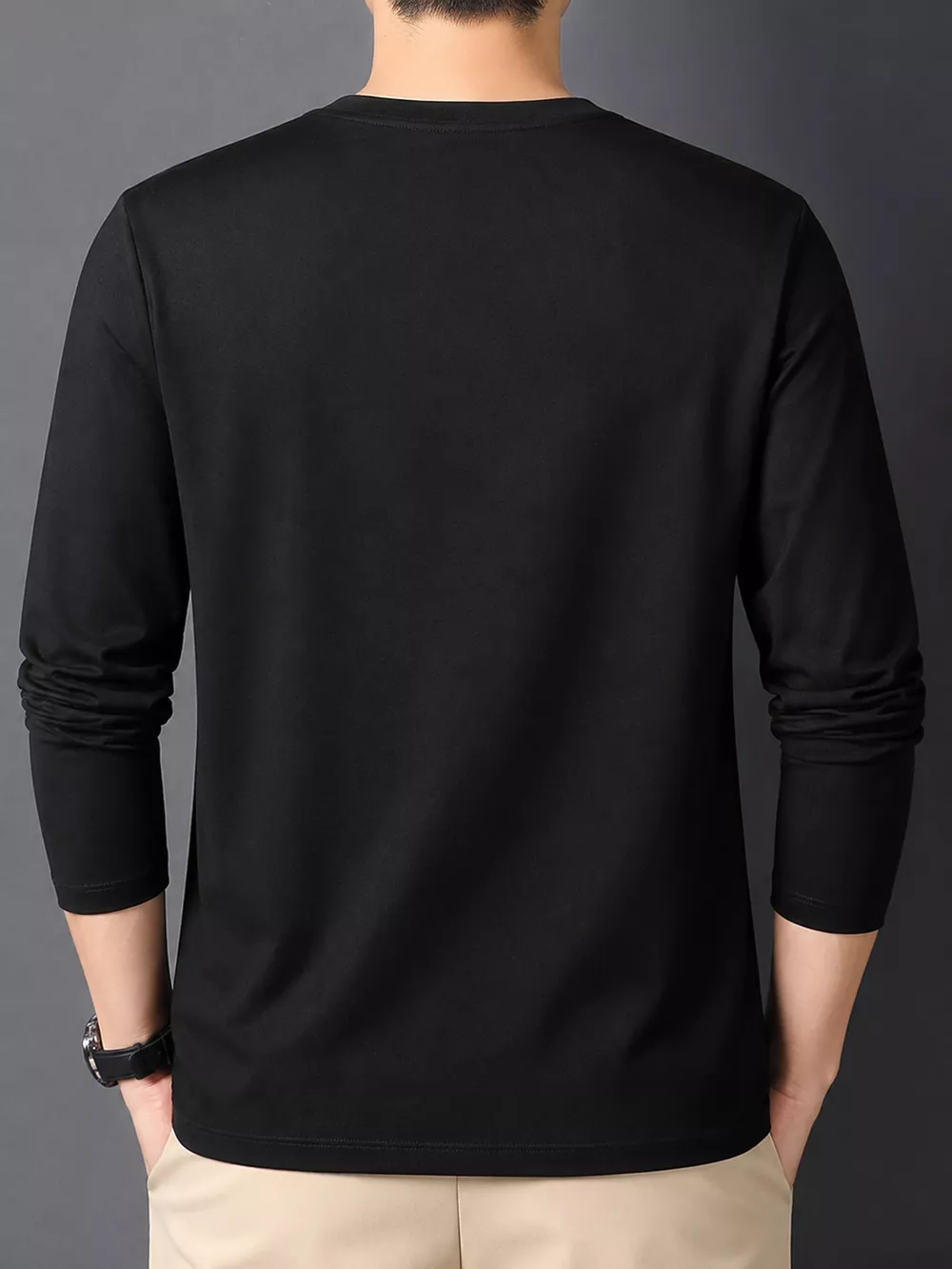Men's Plus Size Round Neck Long Sleeve T-Shirt, image 11