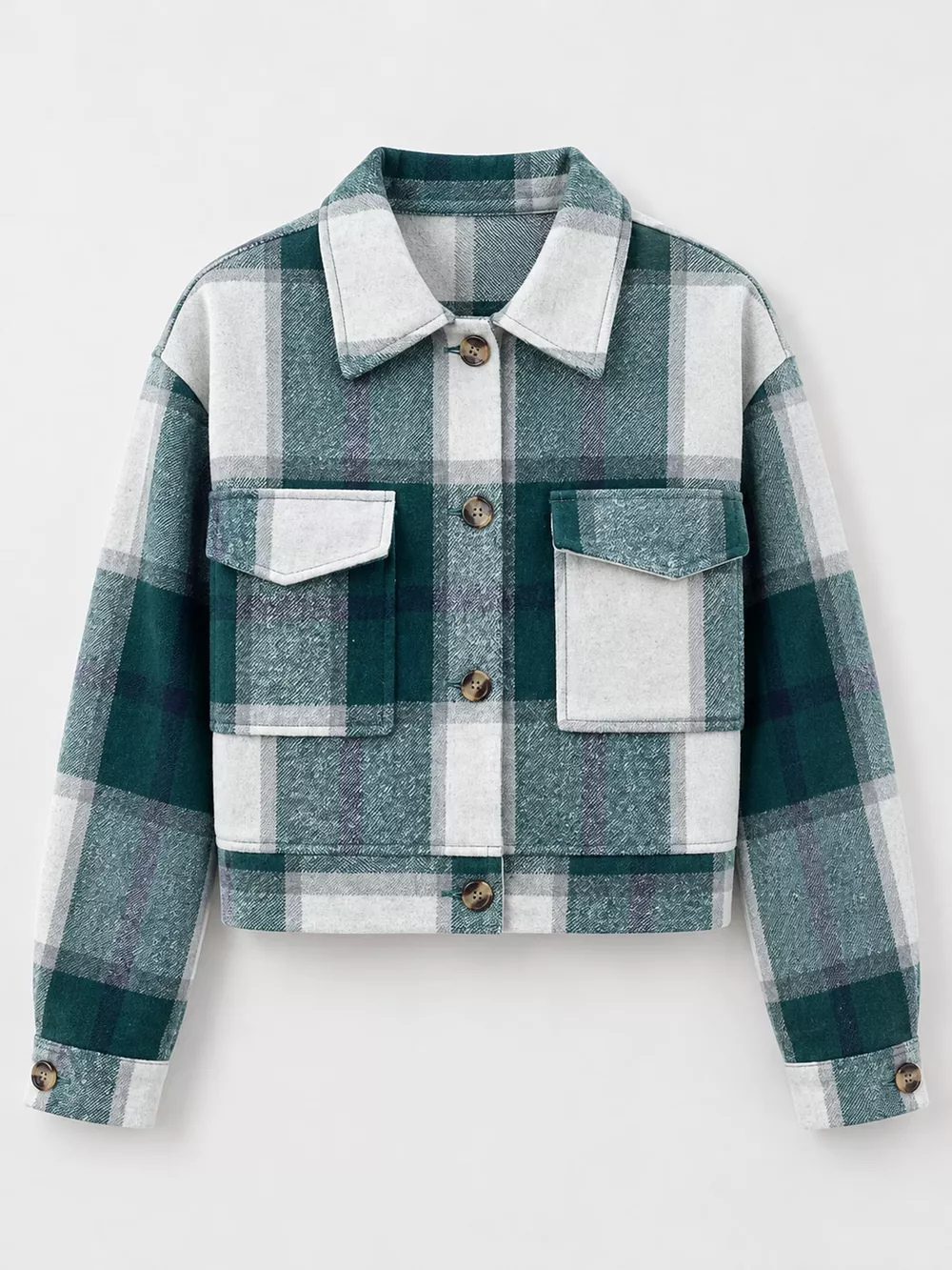 Plaid Button-Front Cropped Jacket, image 24