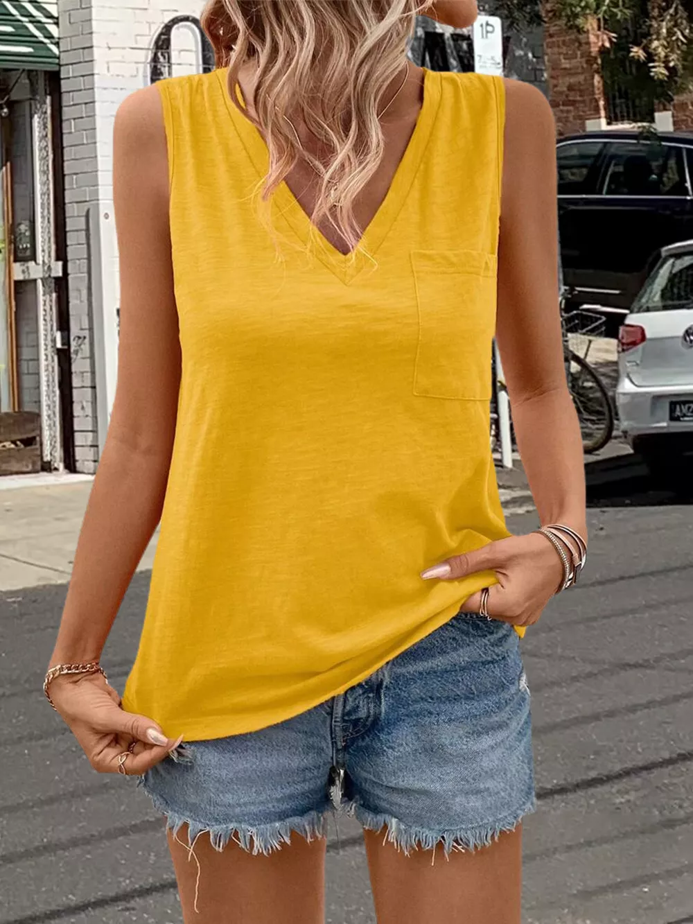 Casual V-Neck Pocket Tank, image 12