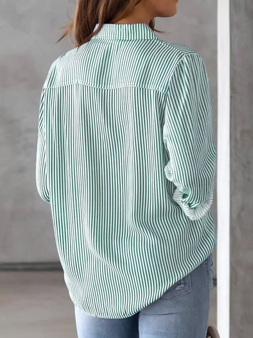 Full Size Striped Button-Down Long Sleeve Shirt Plus Size, image 29