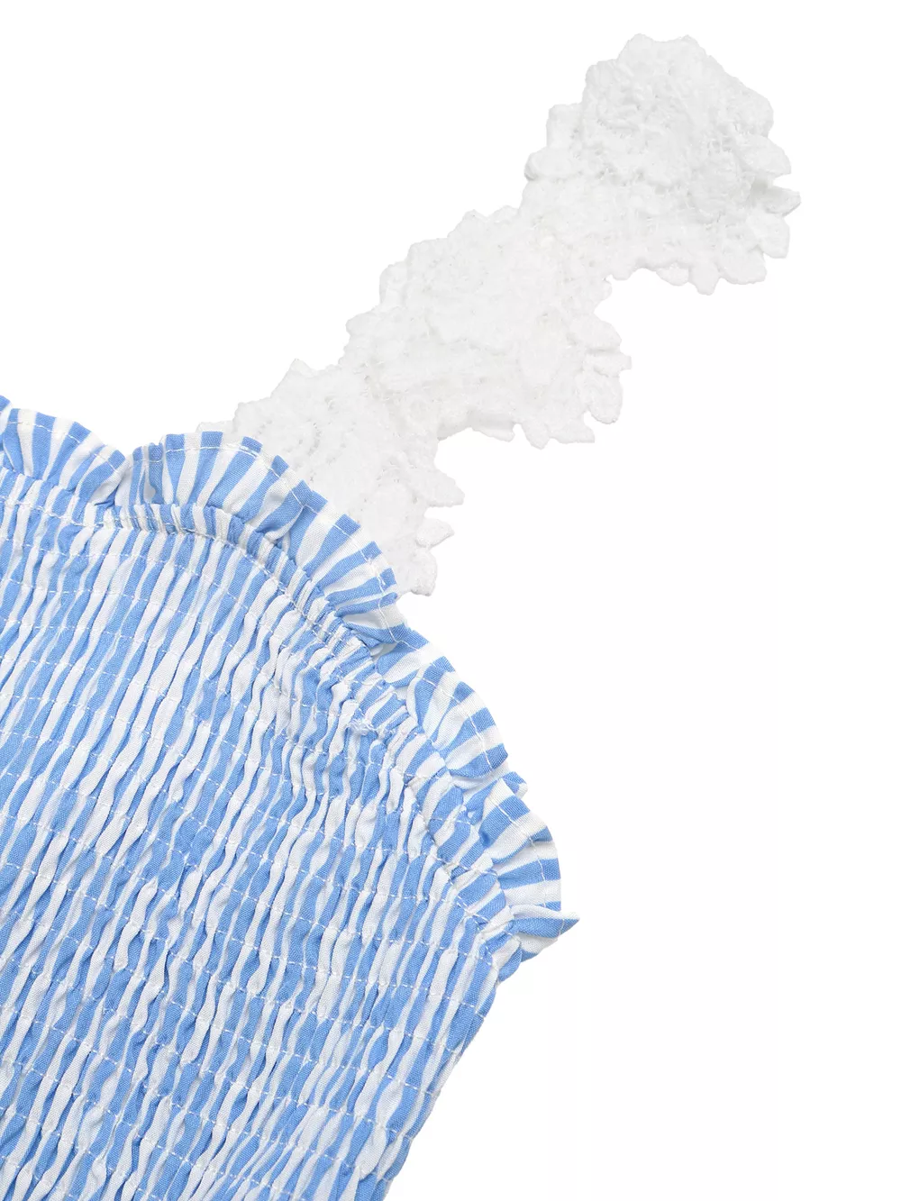 Striped Smocked Lace Trim Midi Dress, image 8