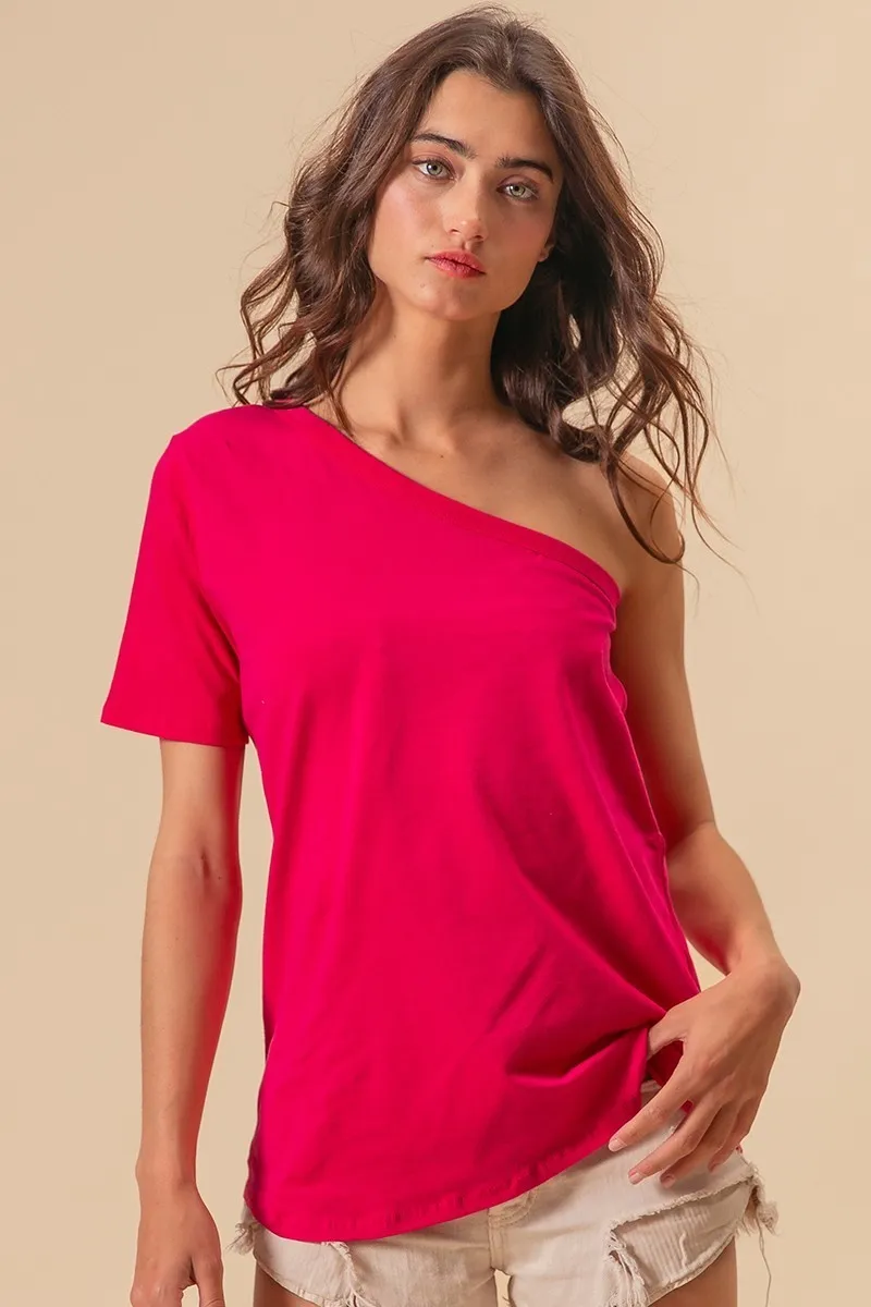 Cotton Span Knit One Shoulder Top, image 7