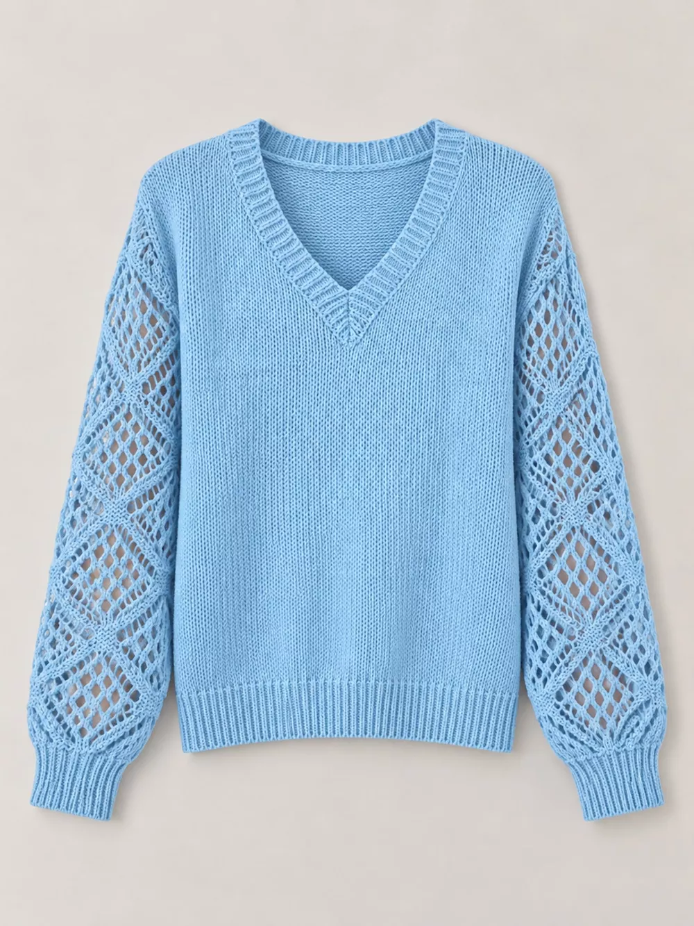 Full Size V-Neck Hollow-Out Long Sleeve Sweater Plus Size, image 22