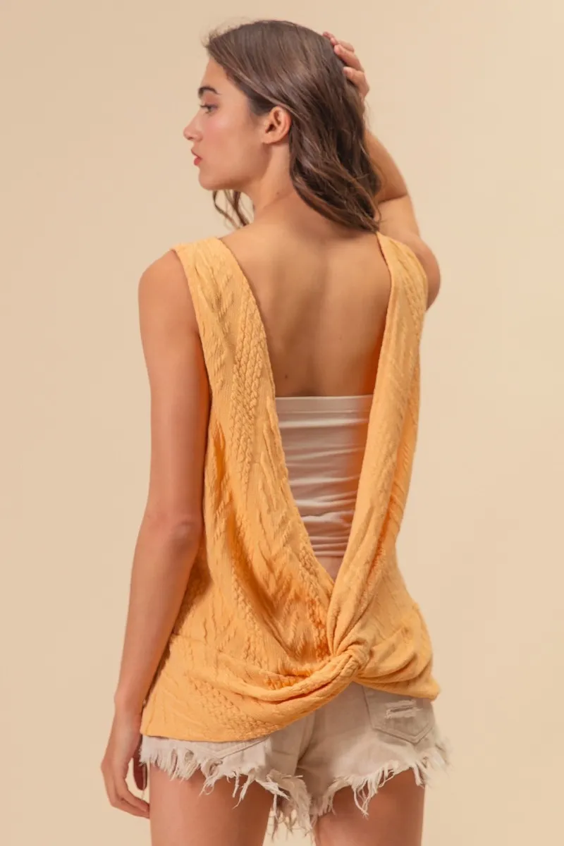 Textured Sweather Knit Twist Back Sleeveless Top, image 5