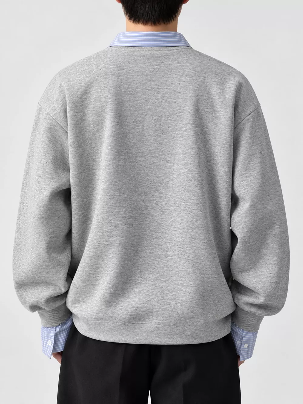 Men's Plus Size Layered Look Striped Collar and Cuffs Long Sleeve Sweatshirt, image 6