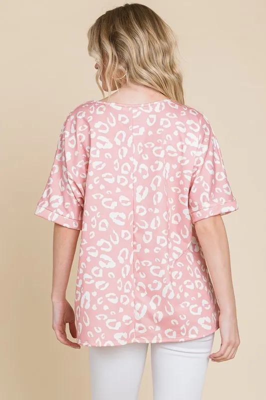 Loose Fit Animal Print Soft Knit Top, image 3