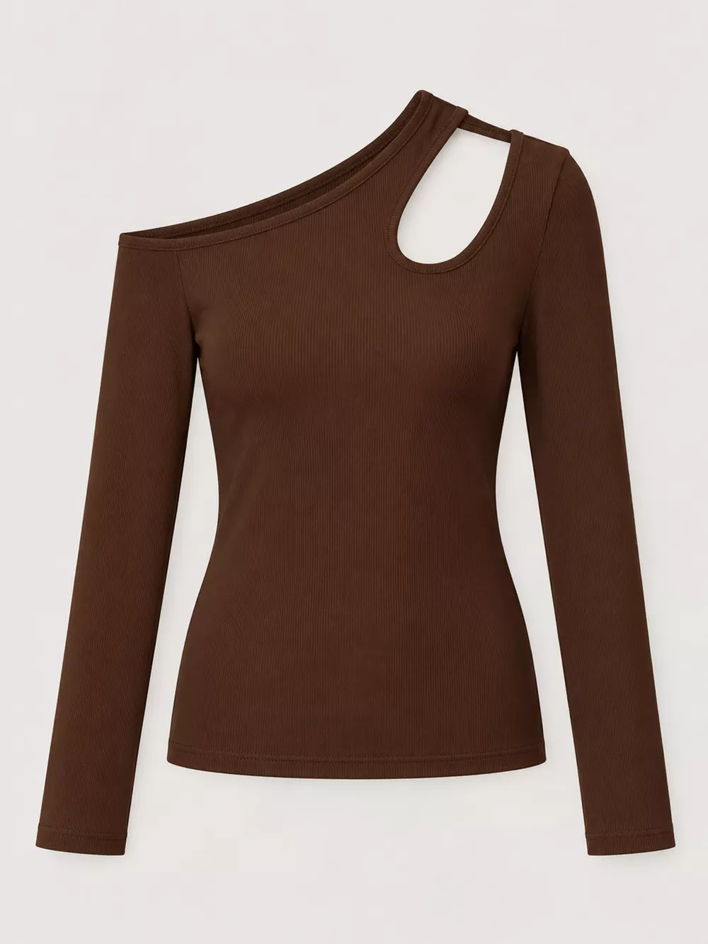 One-Shoulder Cut-Out Long Sleeve T-Shirt, image 32