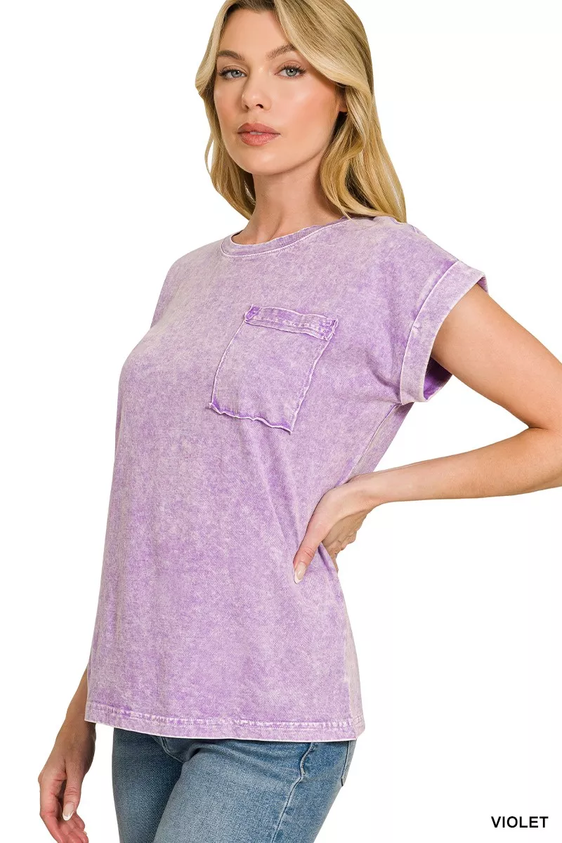 Halo Snow Washed Cuffed Short Sleeve Tee, image 2