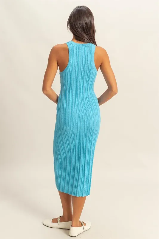 Round Neck Bodycon Ribbed Knit Dress, image 3