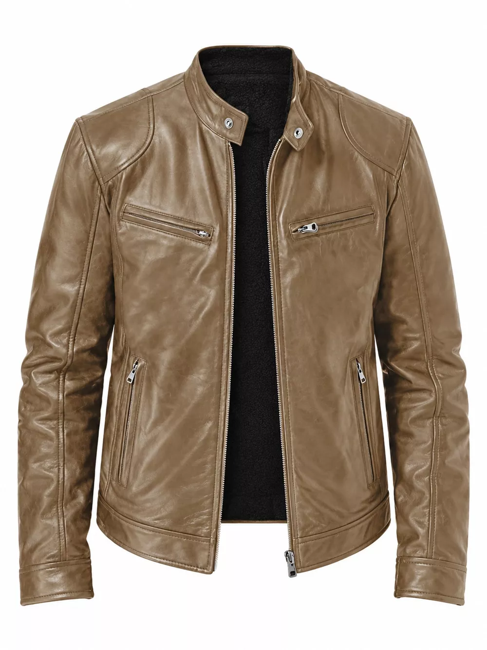 Men's Full Size Faux Leather Zip Up Jacket Plus Size, image 67