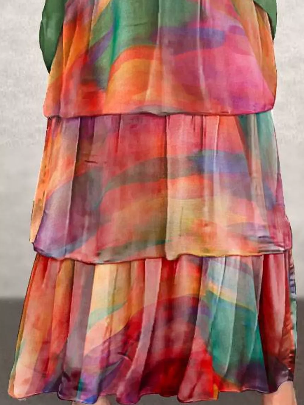 Full Size Layered Batwing Sleeve Maxi Dress Plus Size, image 35