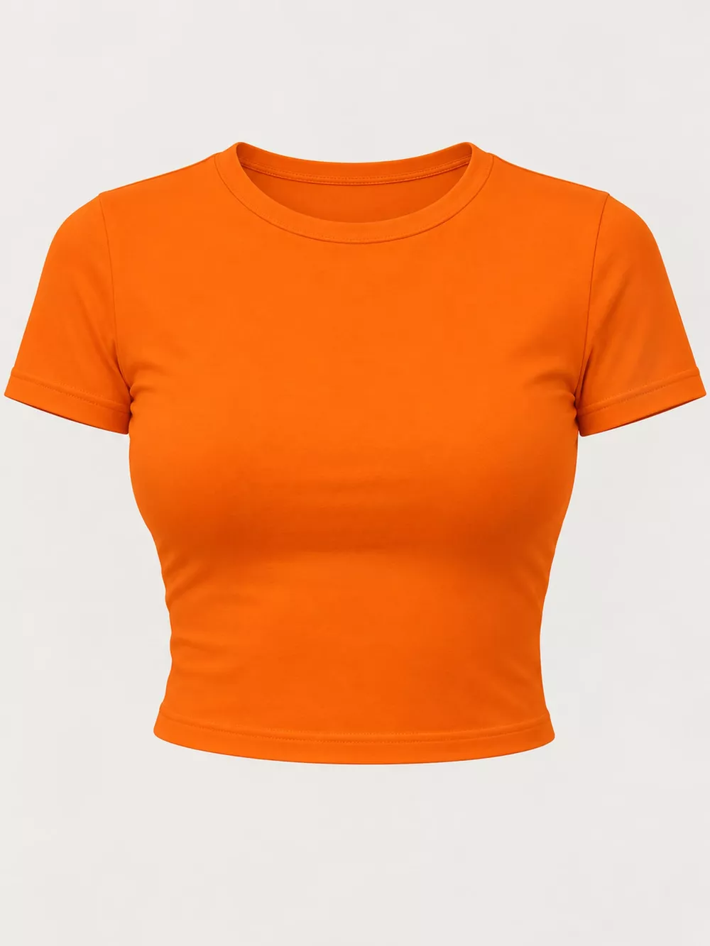 Slim Fit Basic Crew Neck Short Sleeve Crop T-Shirt, image 14