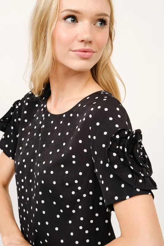 Embellished Sleeve Polka Dots Shift Dress, image 5
