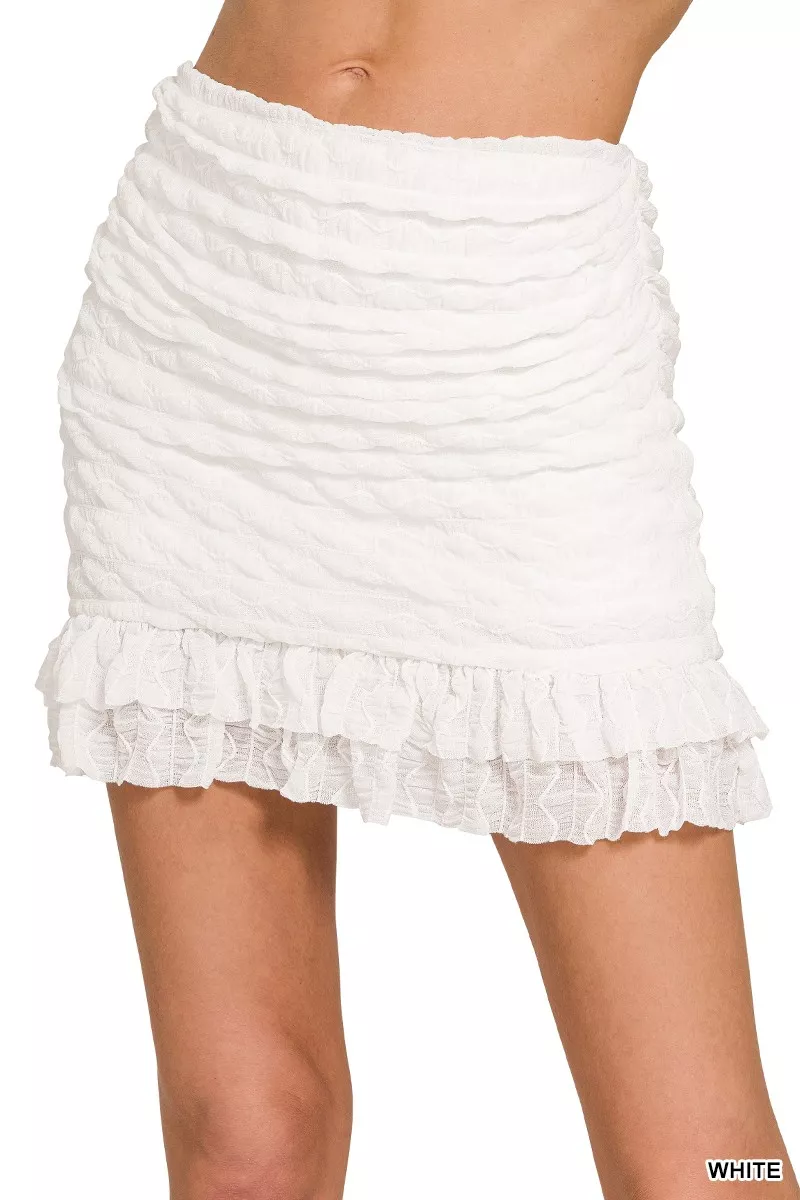 Ruched Mini Skirt with Built in Shorts, image 2