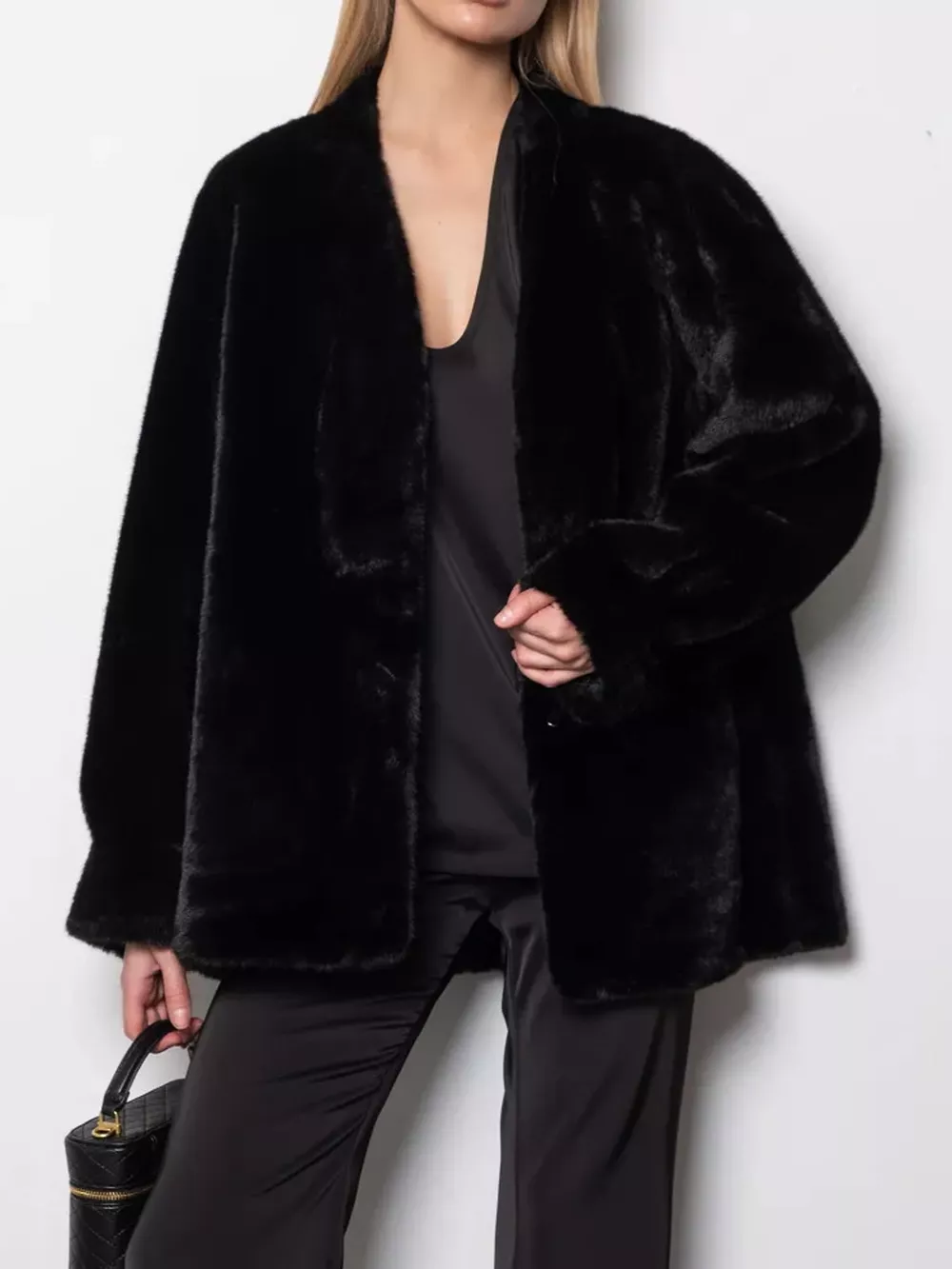 Faux Fur Open-Front Outerwear, image 3