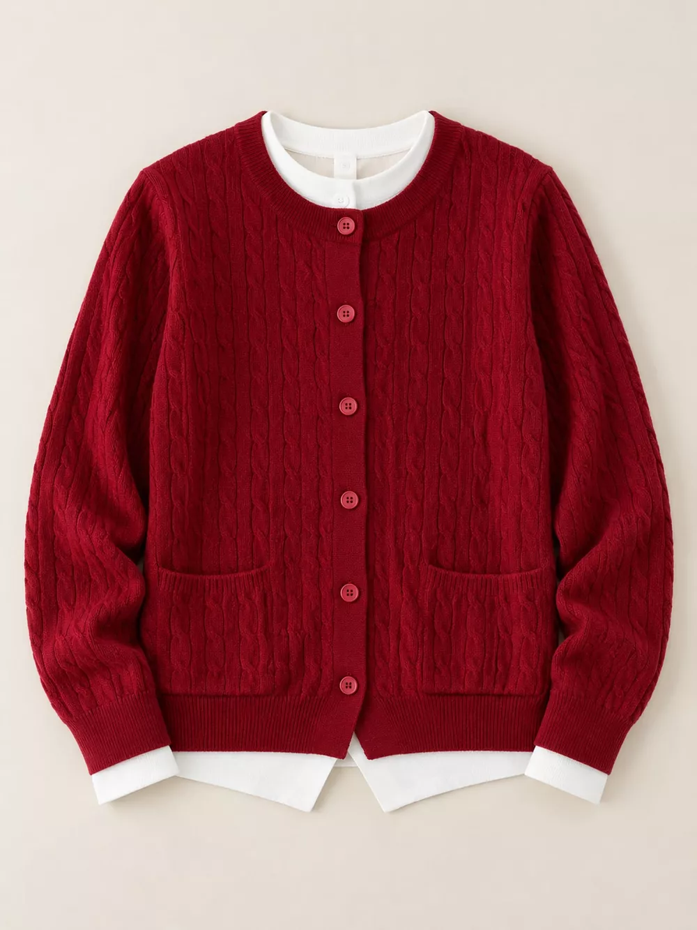 Cable-Knit Button-Down Cardigan, image 6