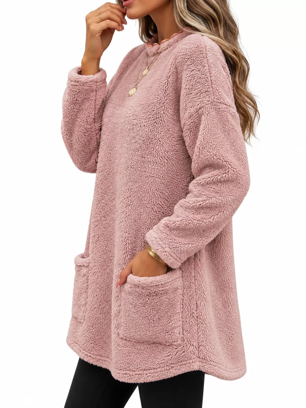 Full Size Fleece Dropped Shoulder Sweatshirt Plus Size, image 10