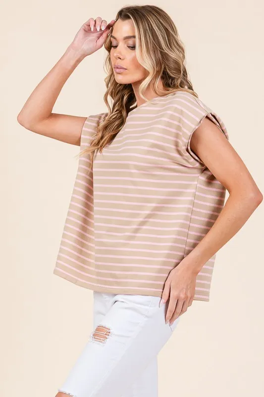 Striped Muscle Sleeve Top, image 2