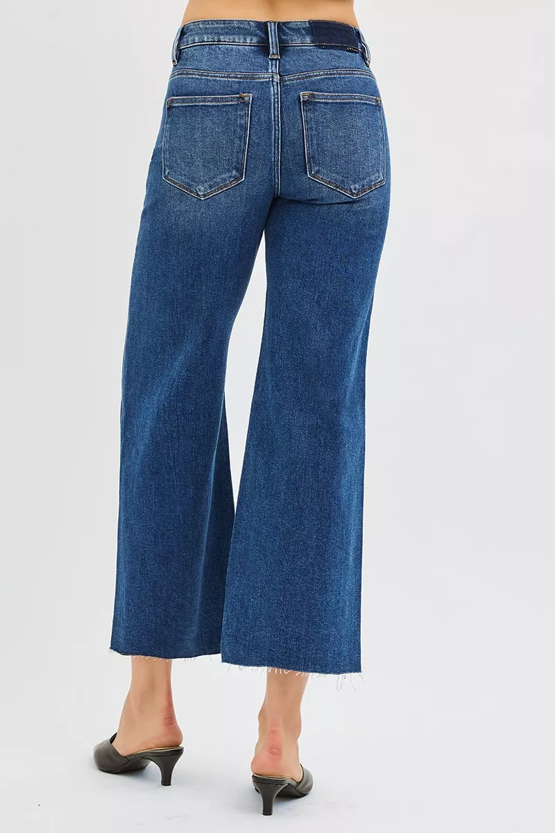 Full Size Mid Rise Crop Wide Raw Cut Hem Jeans Plus Size, image 5
