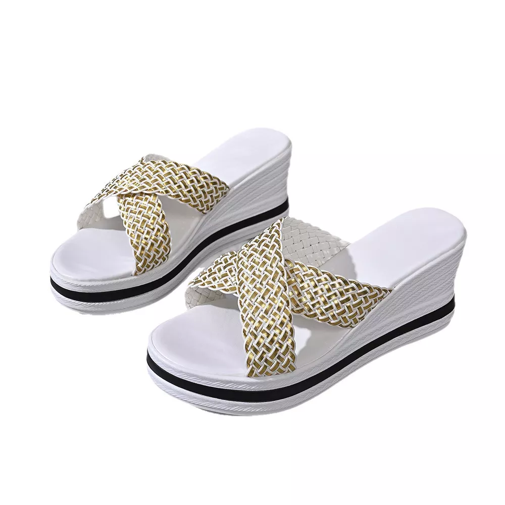 Woven Strap Wedge Sandals, image 8