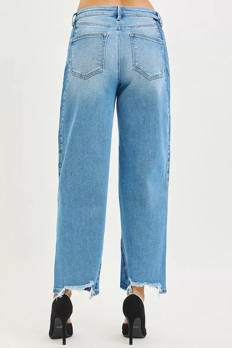 Full Size Slouchy Cropped Barrel Jeans with Contrast Wash Plus Size, image 5