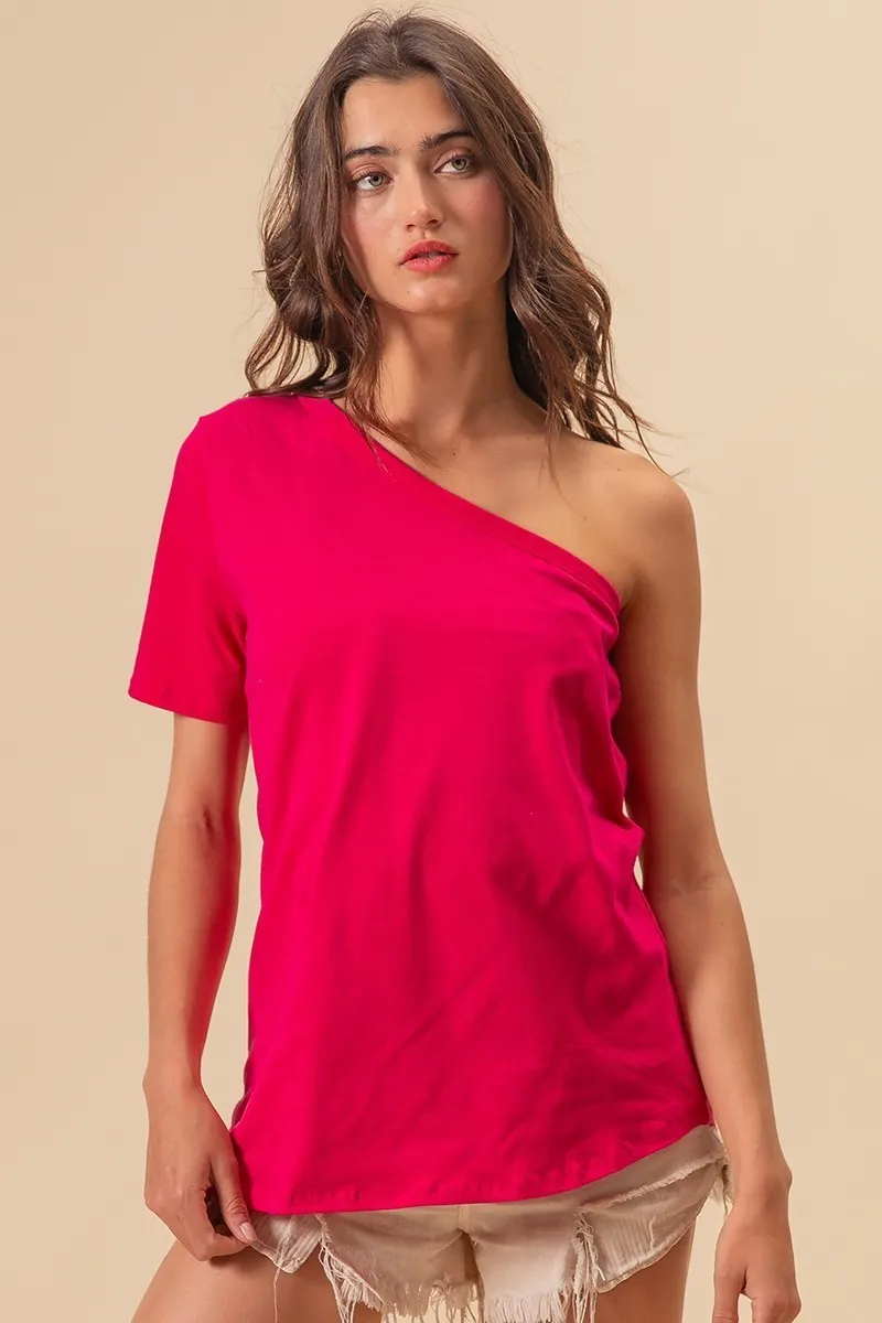 Cotton Span Knit One Shoulder Top, image 8