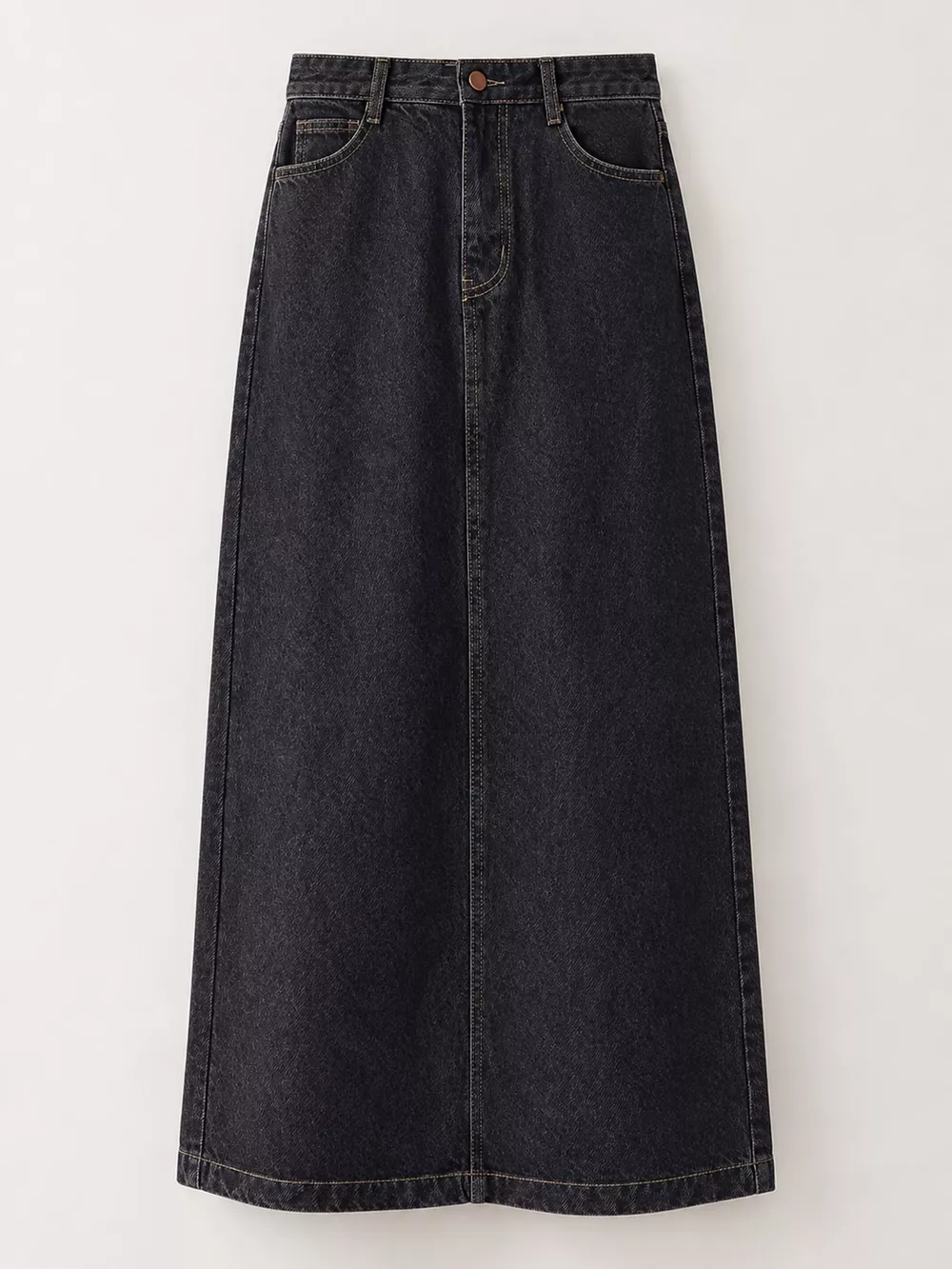 Full Size High-Waisted Vintage Wash Midi Denim Skirt Plus Size, image 4