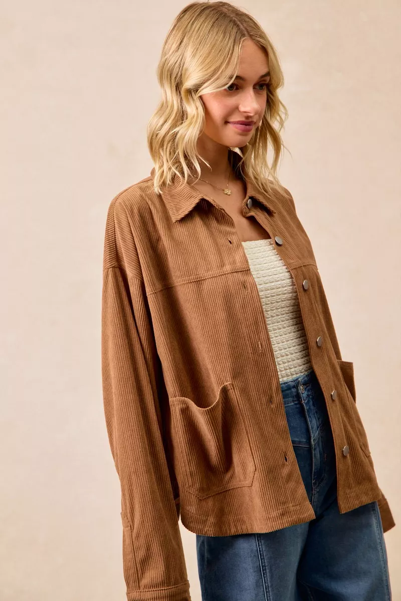 Corduroy Relaxed Fit Shacket with Back Pleat, image 17