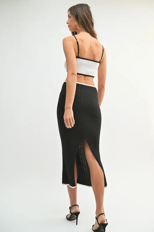 Ribbed Knit Color Block Cutout Midi Dress, image 5