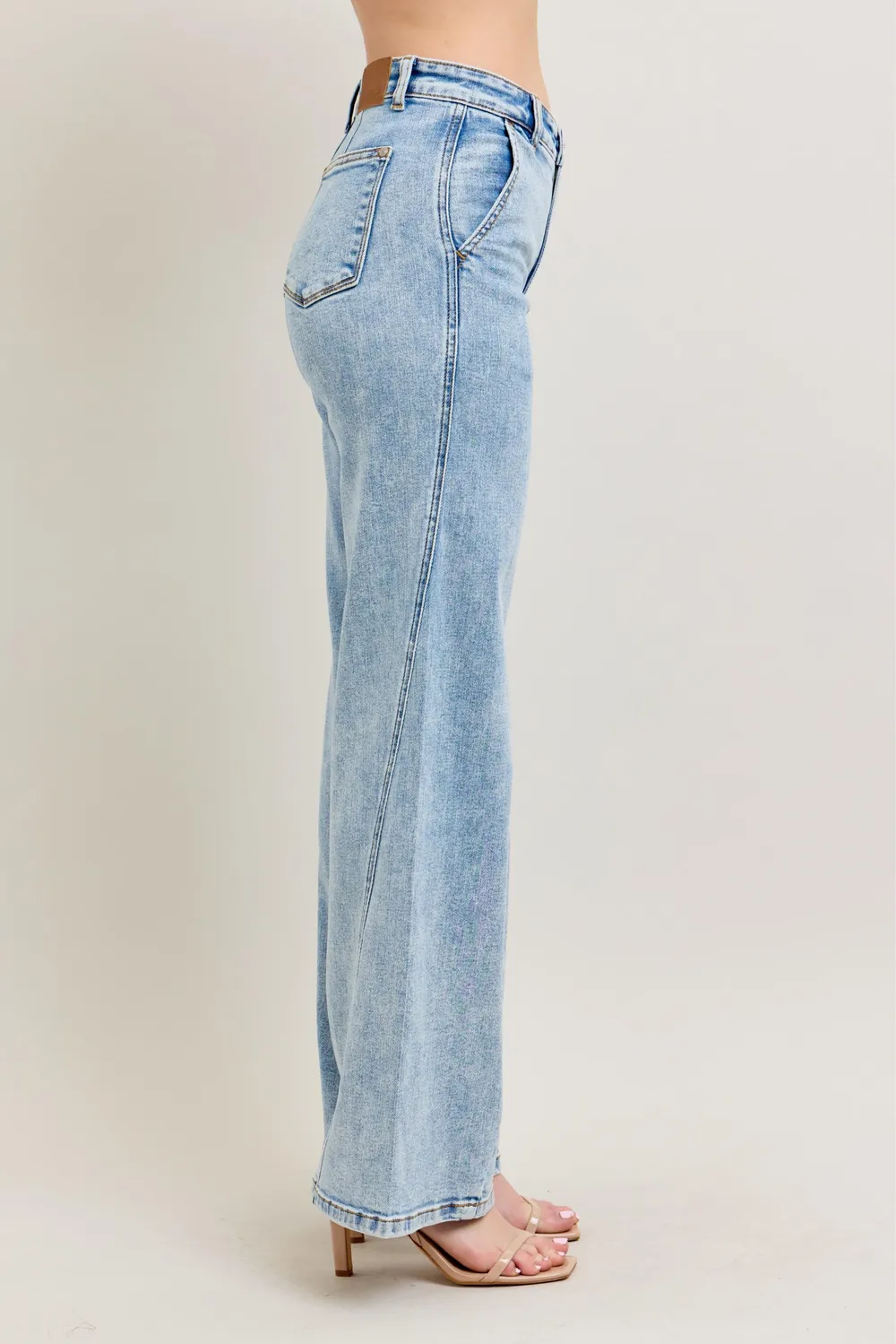Full Size High Waist Wide Leg Jeans with Skewed Inseam Plus Size, image 6