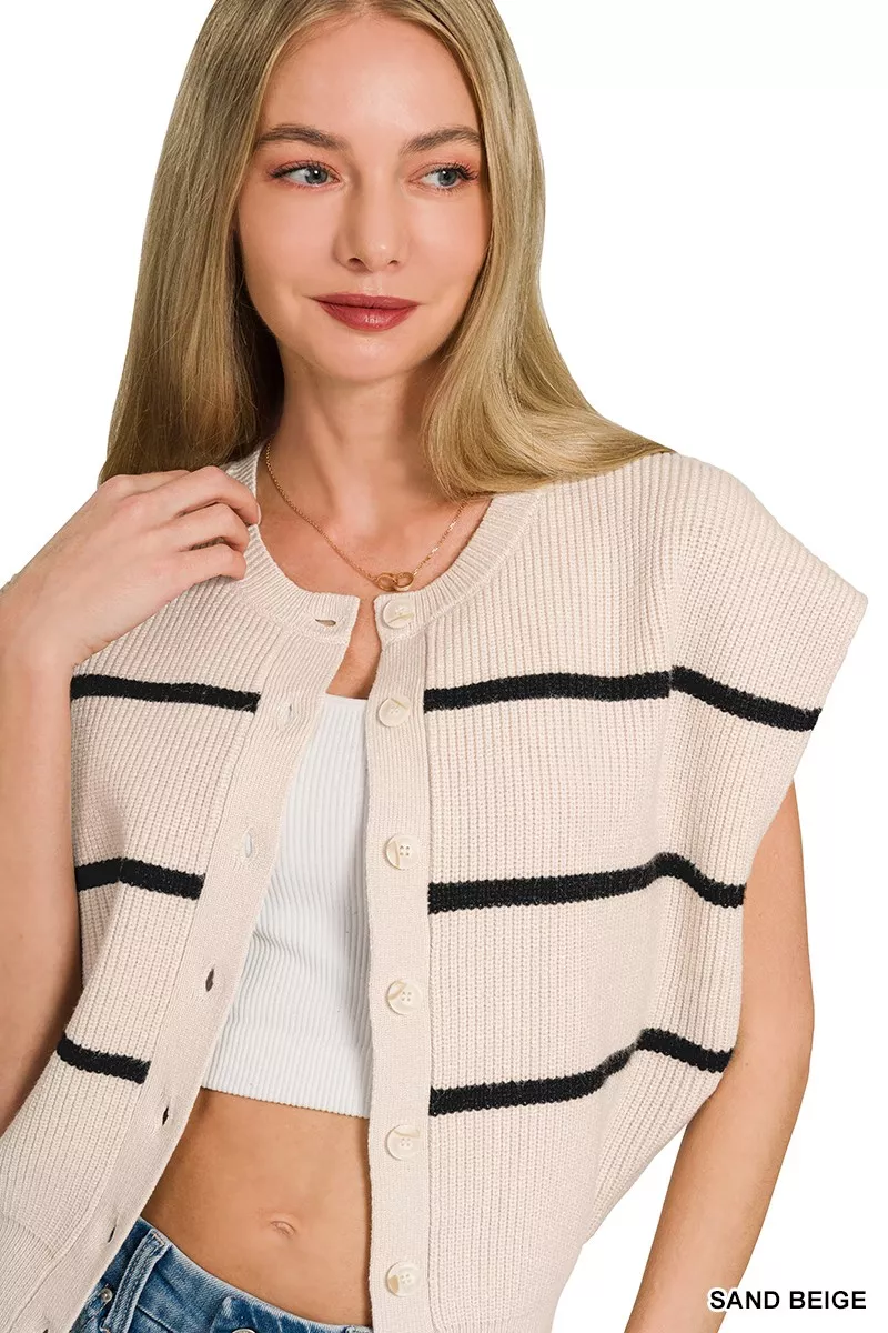Striped Viscose Sweater Vest, image 2