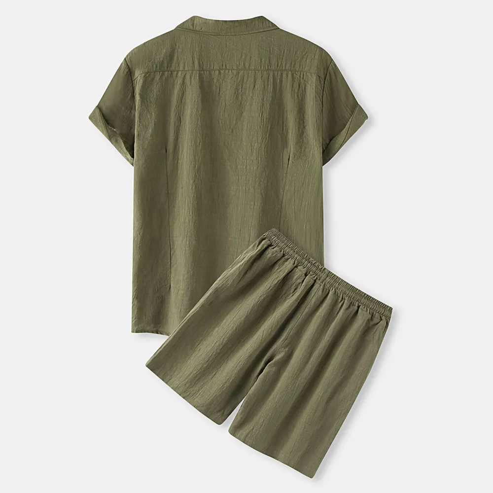 Men's Button Up Shirt and Shorts Set, image 2