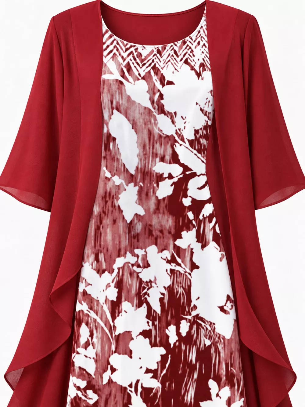 Full Size Floral Print Midi Dress and Chiffon Cardigan Set Plus Size, image 16